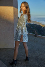 Silver Sequin V - neck - Fason De Viv