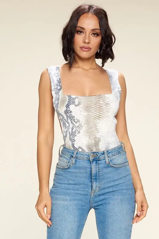 Snake Print Bodysuit - Fason De Viv
