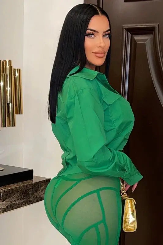 ZEN GREEN TWIST FRONT SHIRTS - Fason De Viv