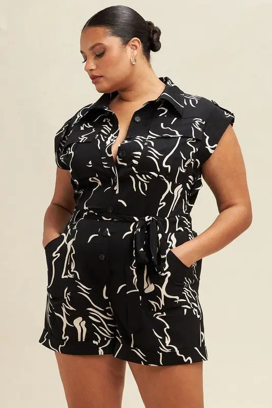 Zen Abstract Utility Romper - Fason De Viv