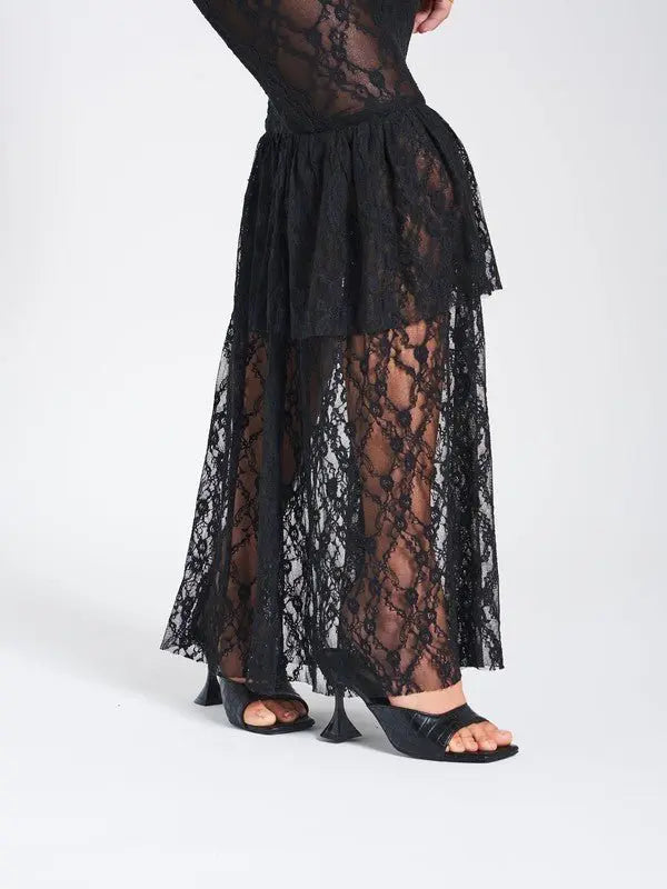 Zen Black Lace Corset Maxi Dress - Fason De Viv