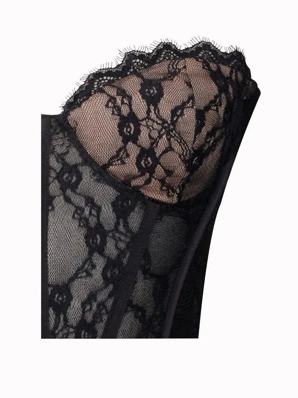 Zen Black Lace Corset Maxi Dress - Fason De Viv