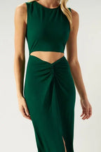 Zen Cut Out Twist Front Jersey Dress - Fason De Viv