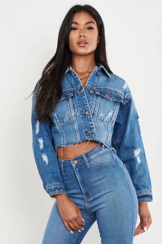 Zen Distressed Denim Jacket - Fason De Viv