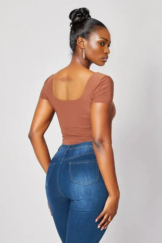 Zen Square neck bodysuit - Fason De Viv