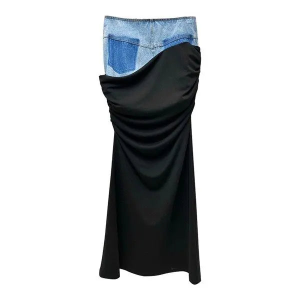 Denim and ruched skirt - Fason De Viv